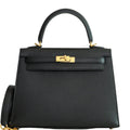 Hermès Black Epsom Kelly 25 Sellier Gold Hardware