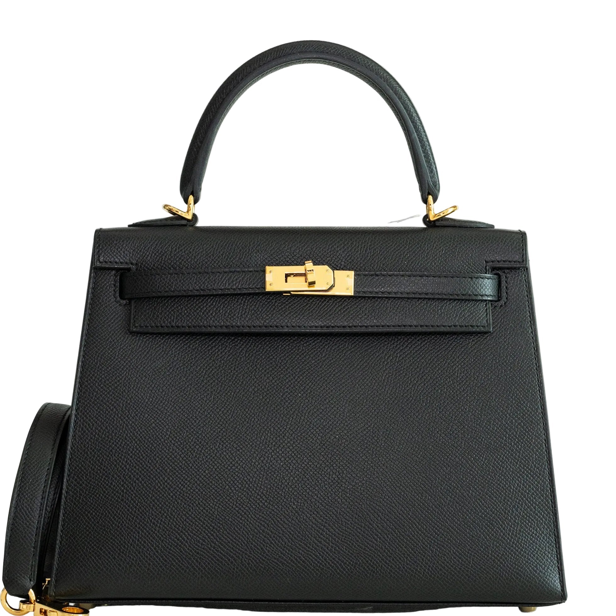 Hermès Black Epsom Kelly 25 Sellier Gold Hardware