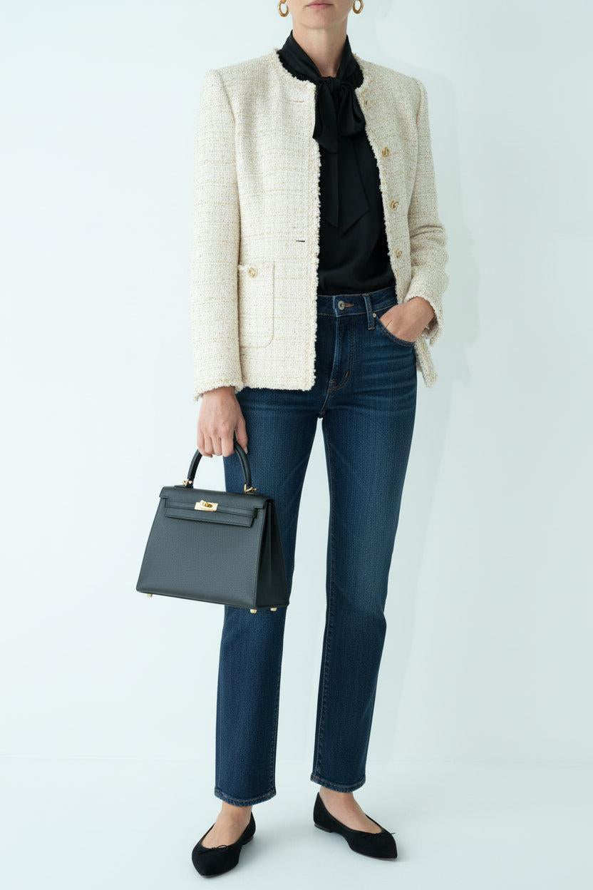 Hermès Black Epsom Kelly 25 Sellier Gold Hardware