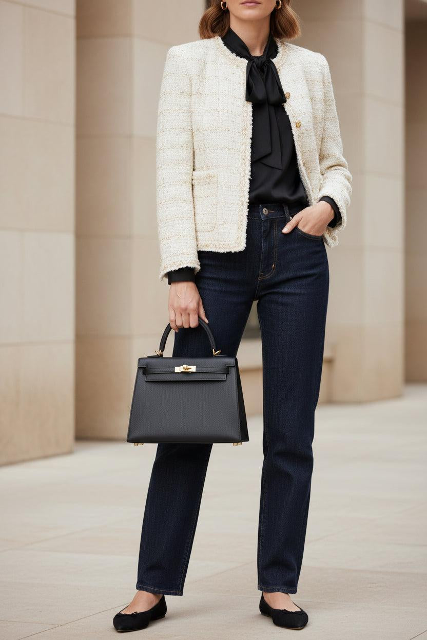 Hermès Black Epsom Kelly 25 Sellier Gold Hardware