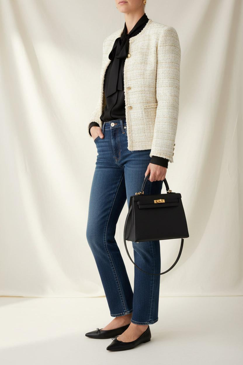 Hermès Black Epsom Kelly 25 Sellier Gold Hardware
