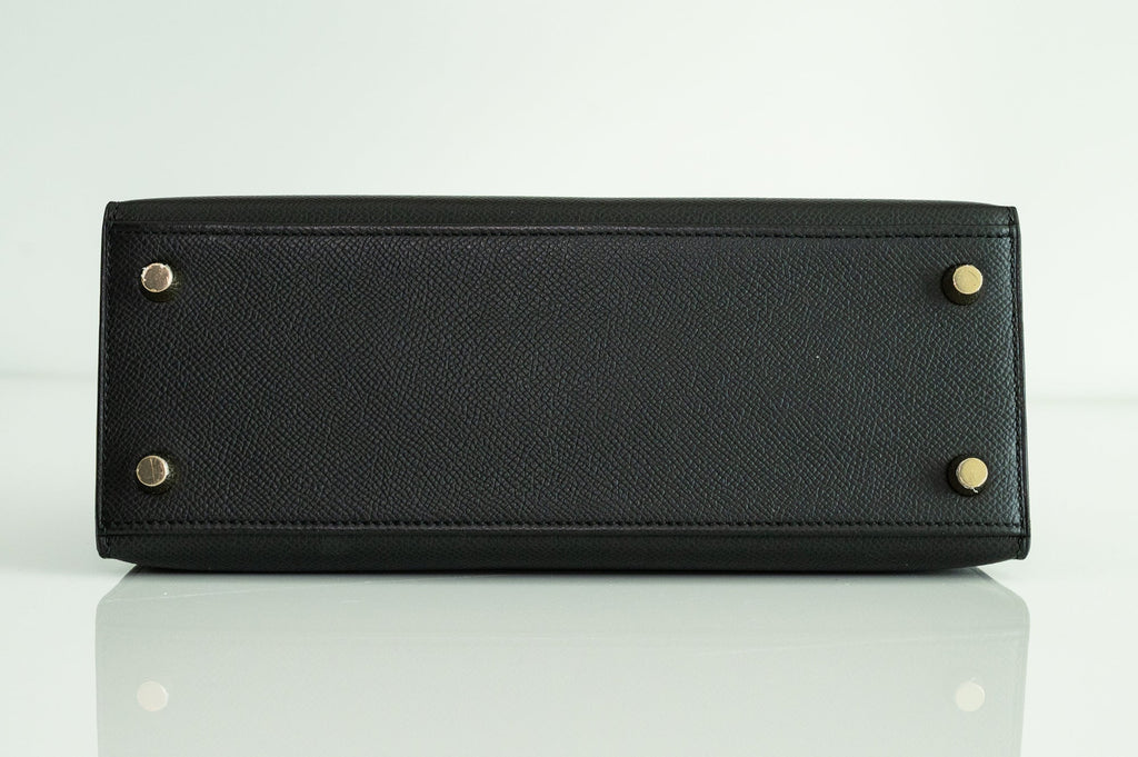 Hermès Black Epsom Kelly 25 Sellier Gold Hardware