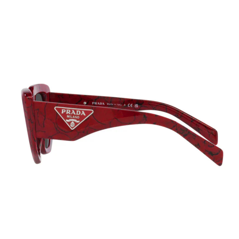 Prada PR14ZS 15D-5S0 Rectangular Marble Red Sunglasses