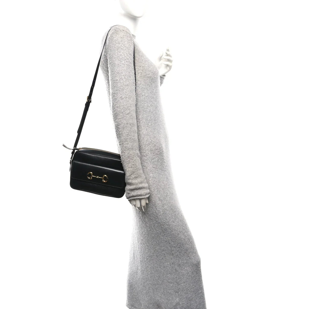 Gucci Horsebit 1955 Small Shoulder Leather Bag – Black