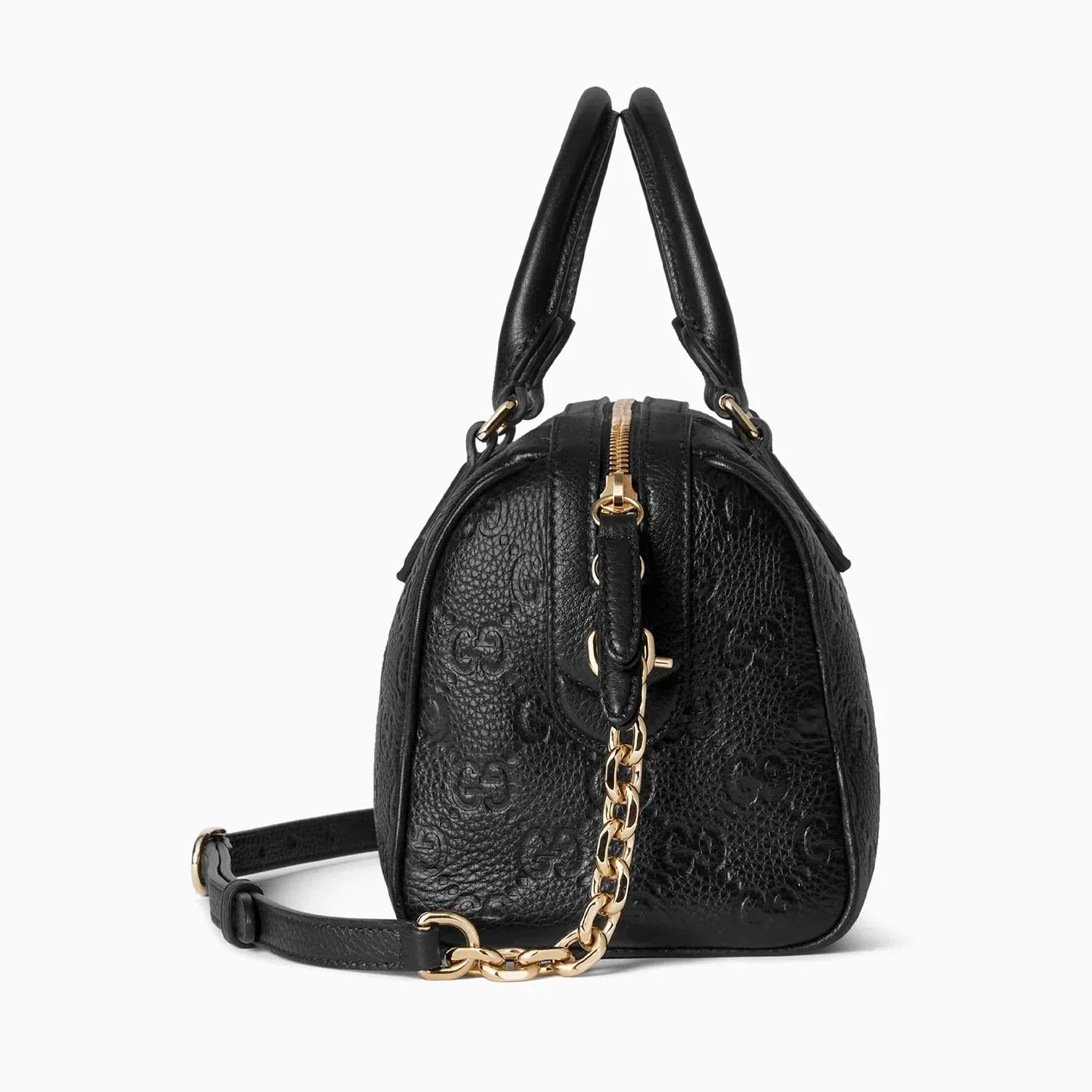 Gucci GG Emblem Small Boston Top Handle Bag – Black