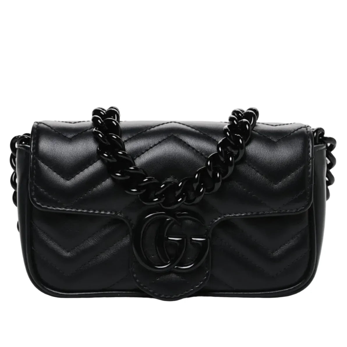 Gucci GG Marmont Leather Chain Belt Bag – Black