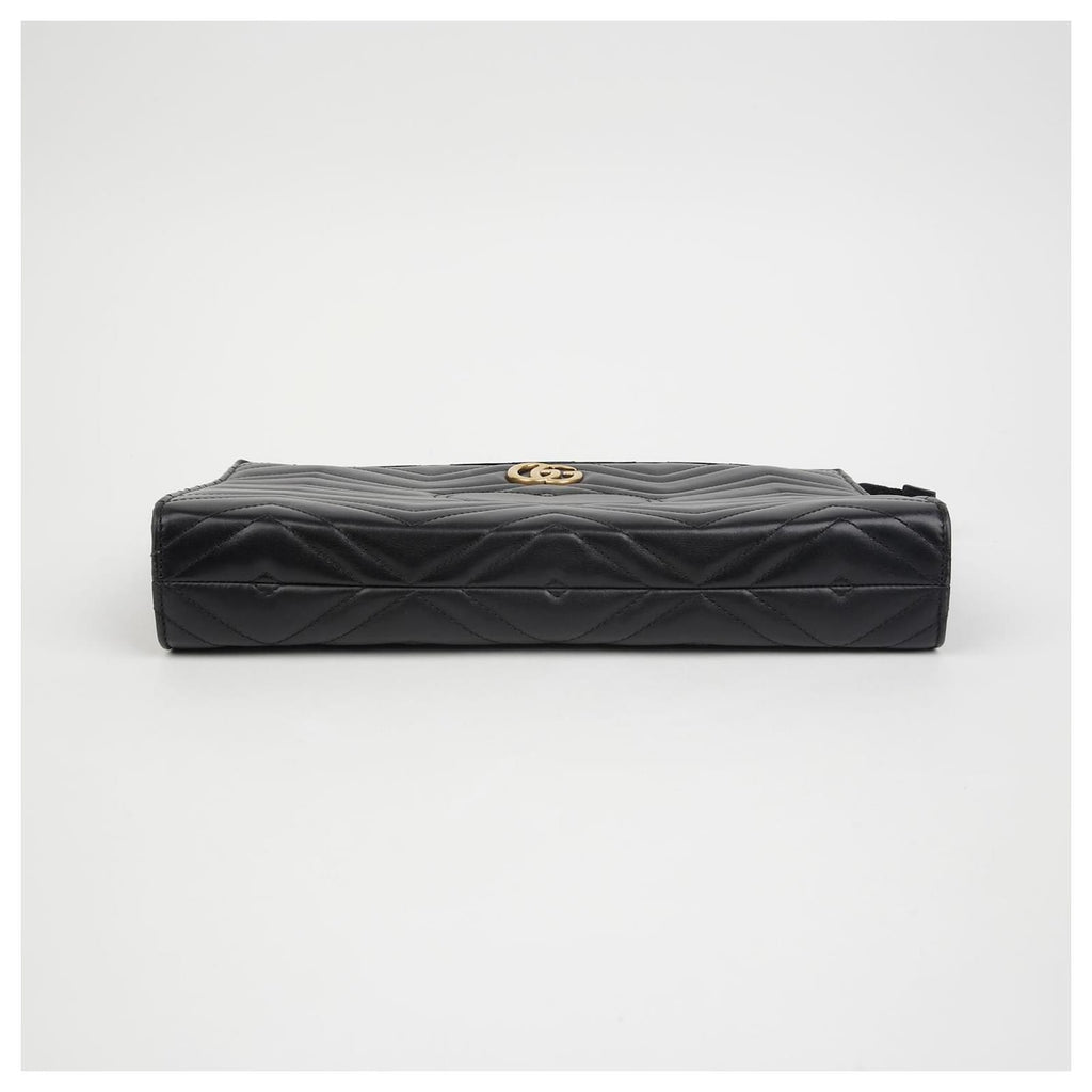 Gucci GG Marmont Matelassé Chevron Heart Clutch Bag – Black