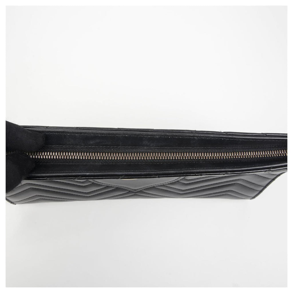 Gucci GG Marmont Matelassé Chevron Heart Clutch Bag – Black
