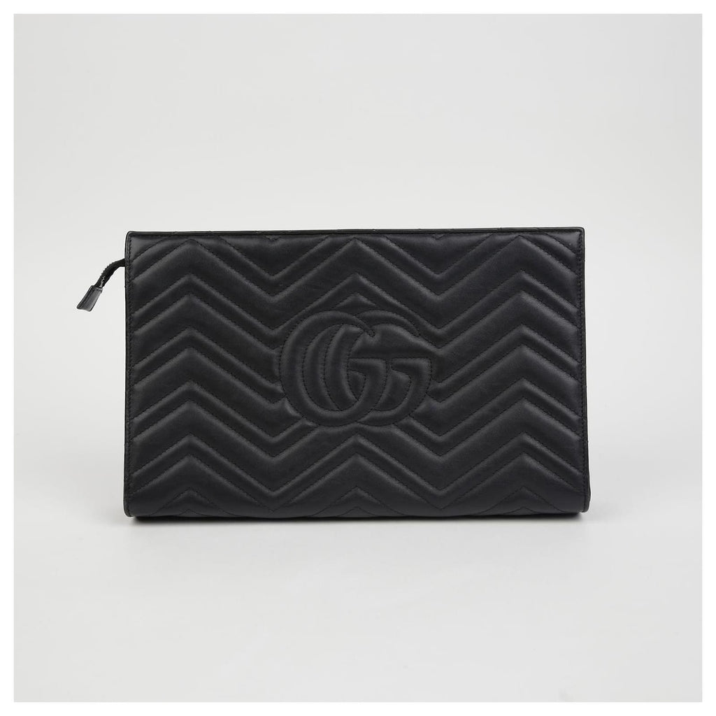 Gucci GG Marmont Matelassé Chevron Heart Clutch Bag – Black