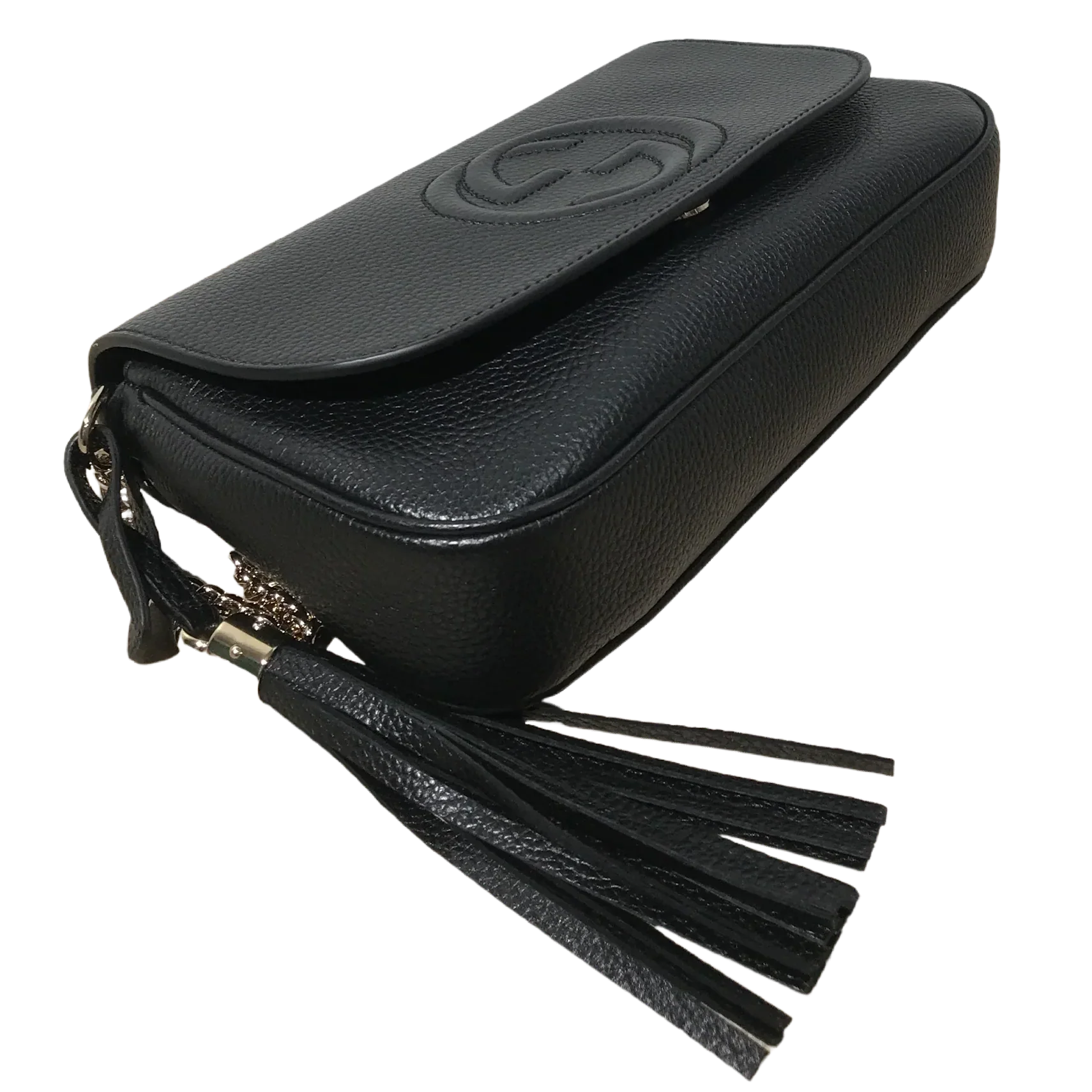 Gucci Pebbled Calfskin Soho Medium Flap Bag – Black