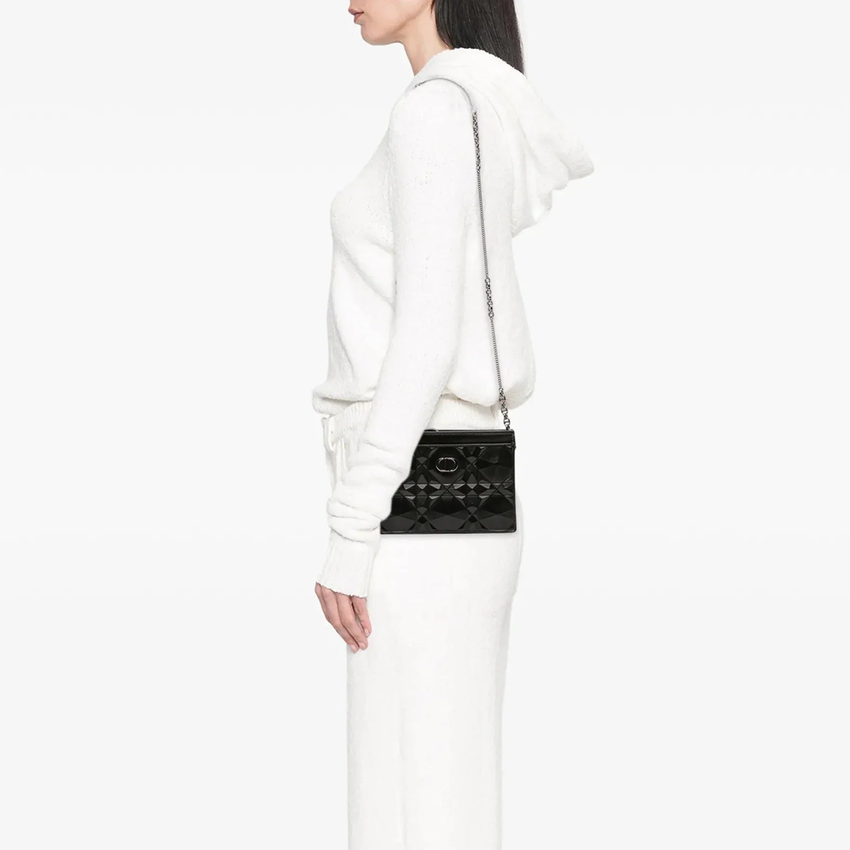 Dior Caro Macrocannage Diamond Quilted Leather Shoulder Bag - Black
