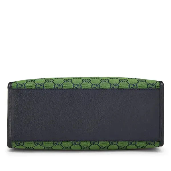 Gucci Leather-Trimmed Monogrammed Coated Tote Bag – Green