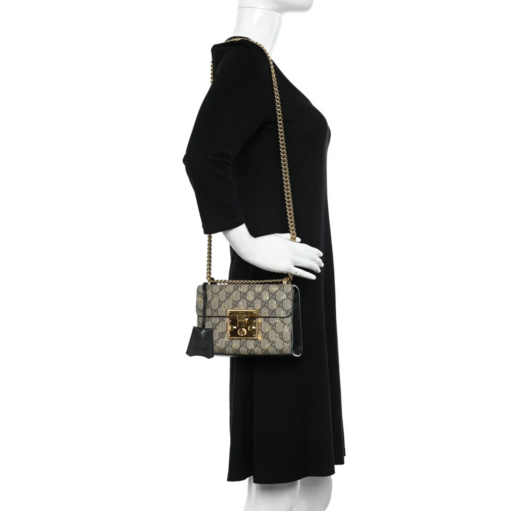 Gucci Bees Padlock Small Shoulder Bag – Beige