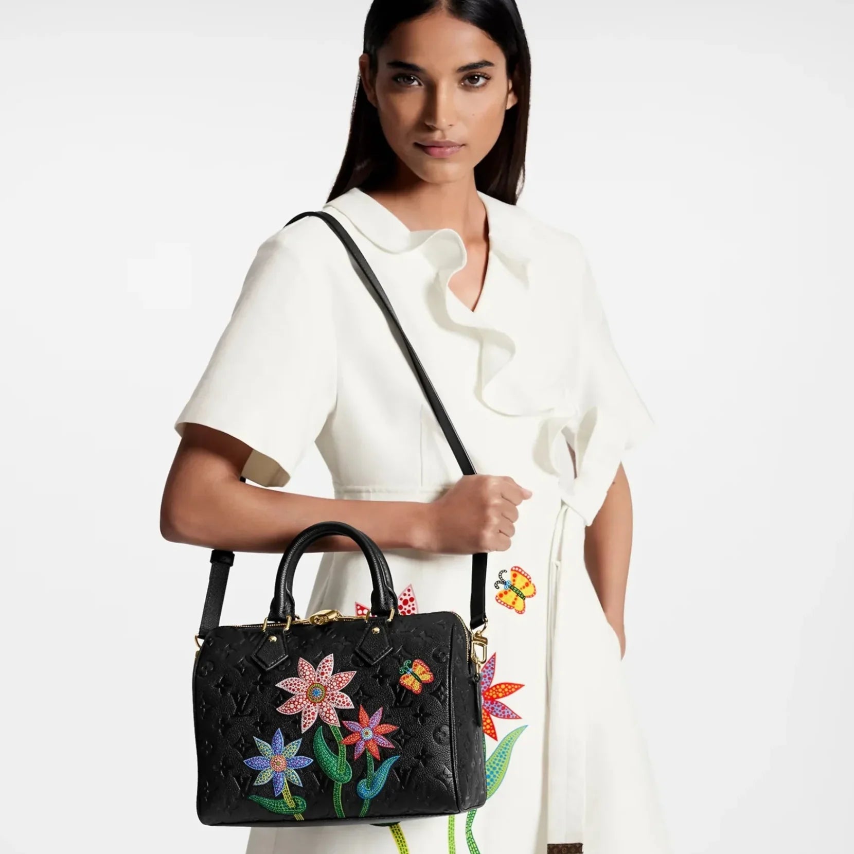 Louis Vuitton x Yayoi Kusama Speedy Bandoulière 25 Handbag - Black