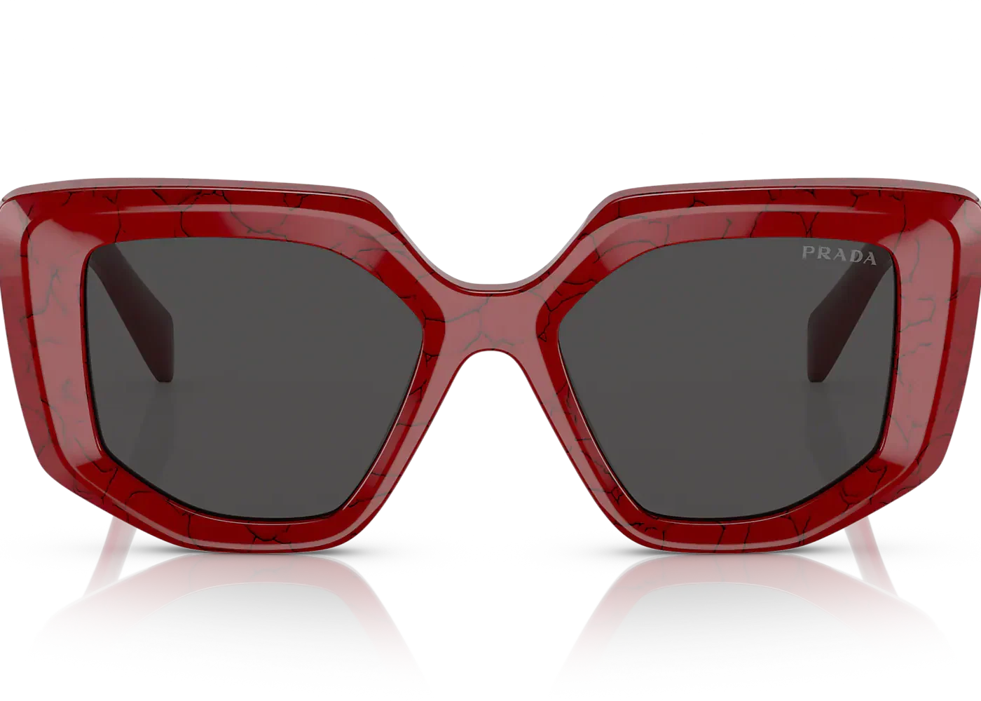 Prada PR14ZS 15D-5S0 Rectangular Marble Red Sunglasses