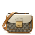 Gucci GG Supreme Padlock Front Pocket Flap Shoulder Bag  – Beige
