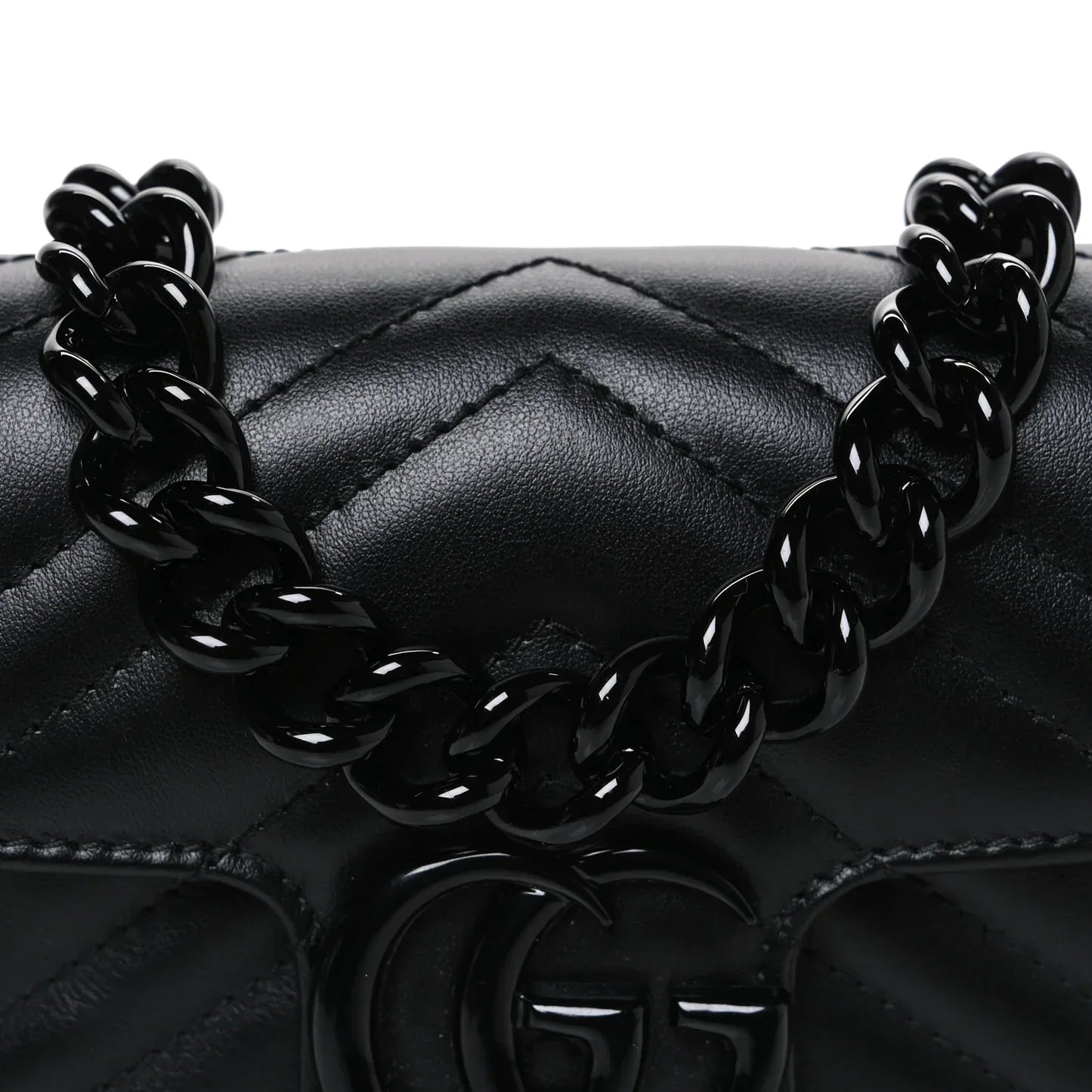 Gucci GG Marmont Leather Chain Belt Bag – Black