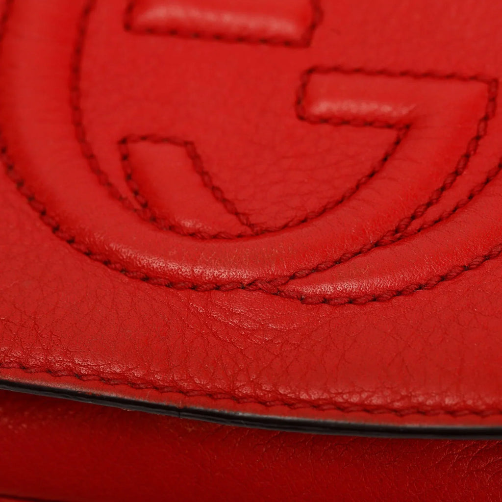 Gucci Soho Leather Flap Chain Shoulder Bag – Red
