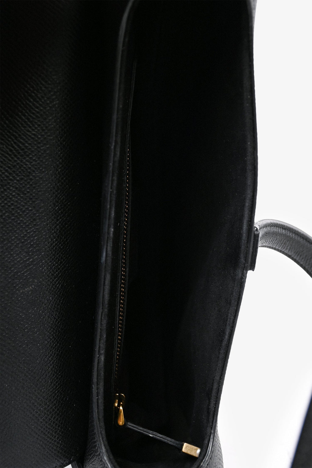 Black Grained Calfskin Leather Medium Saddle Bag