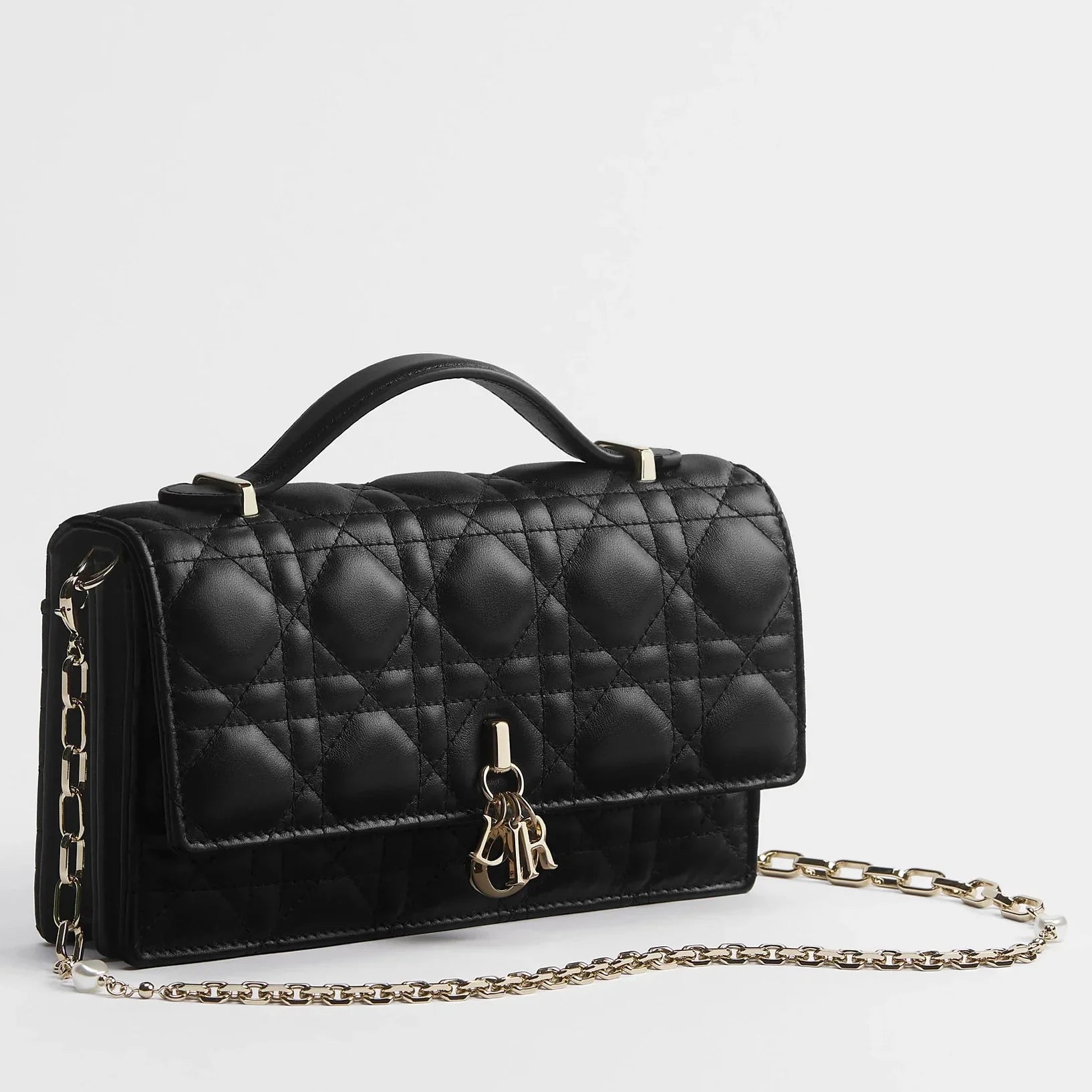 Dior My Dior Cannage Lambskin Mini Bag - Black