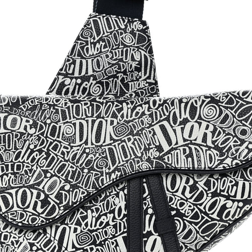 Dior x SHAWN STUSSY Grained Calfskin Saddle Bag - Navy Blue