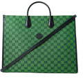 Gucci Leather-Trimmed Monogrammed Coated Tote Bag – Green
