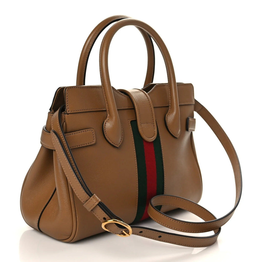 Gucci Small Dahlia Top Handle Bag – Tan Calfskin