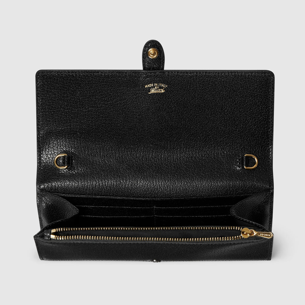 Gucci Jackie 1961 Leather Chain Wallet – Black