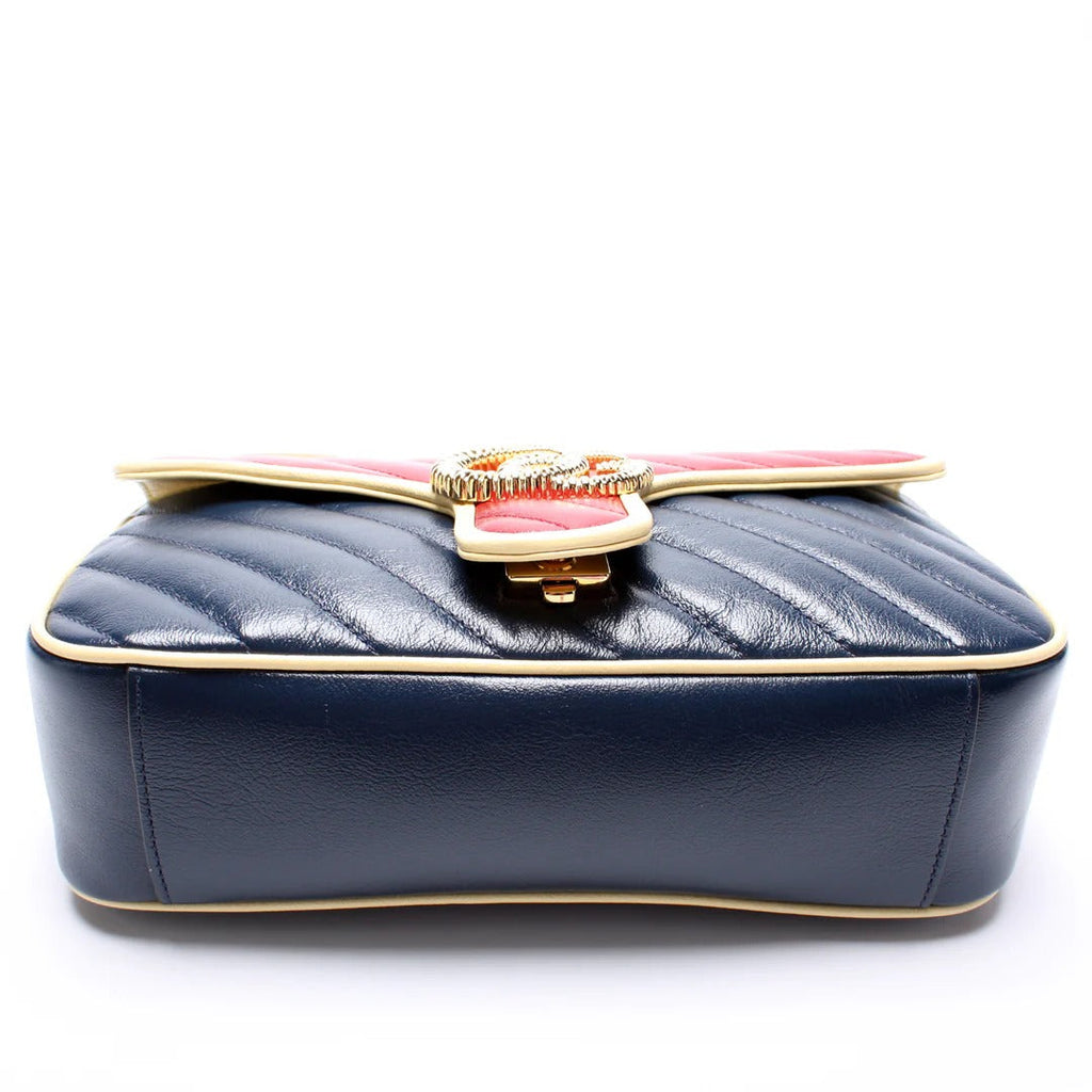 Gucci GG Marmont Medium Leather Bag - Blue