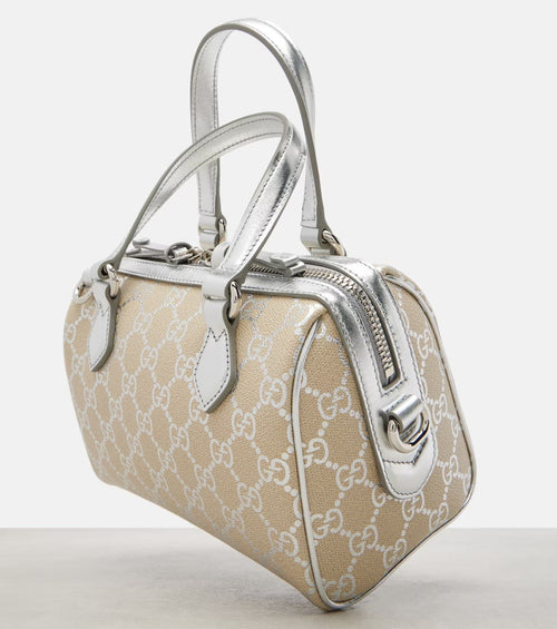 Gucci GG Emblem Small Top Handle Bag - Beige