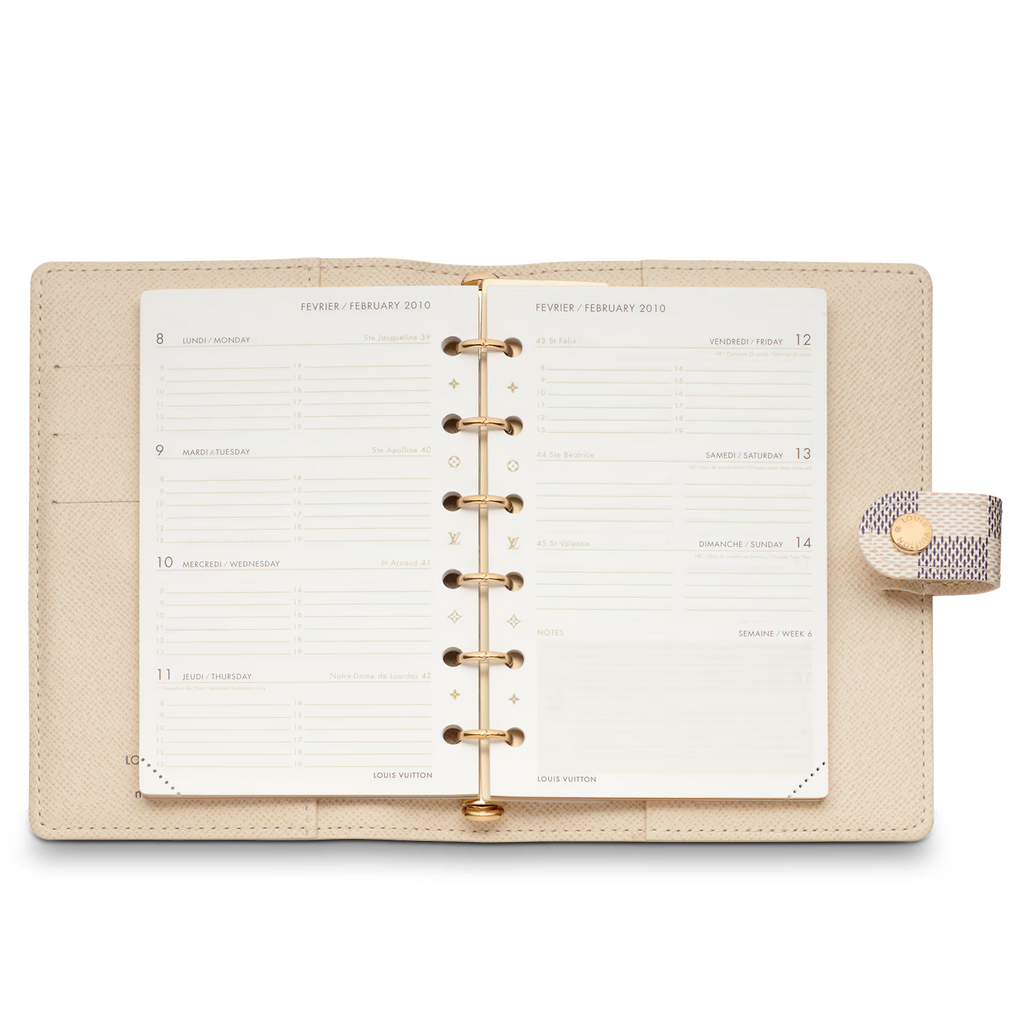 Louis Vuitton Small Ring Agenda Cover Damier Azur Canvas - White