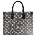 Louis Vuitton Jacquard Denim OnTheGo MM Tote Bag - Black White